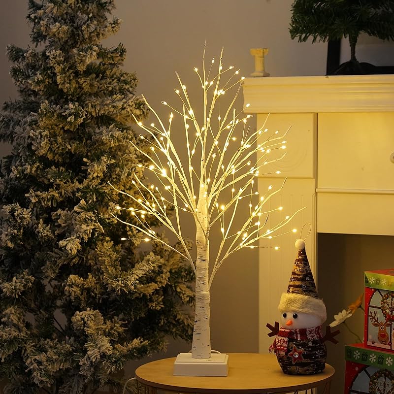 144 LED Birch Tree Lights, DIY Artificial Tree Lamp Timer Battery/USB Operated, Tabletop Bonsai Fairy Light Spirit Tree for Bedroom Christmas Home 24 Inch теплый белый