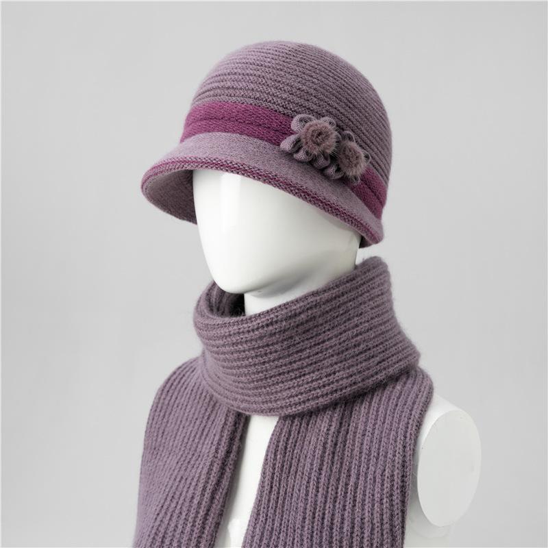 Hut Damen Herbst und Winter Fleece Warmer Hut Kältefest Gestrickter Hut Wollhut Damen