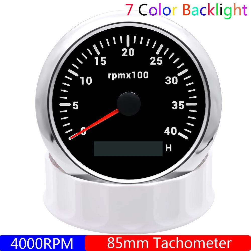 85MM Petrol Diesel Engine Tachometer Sensor RPM Gauge REV Counter 3000RPM with Digital Hourmeter 7 Color Light Optional 12V24V