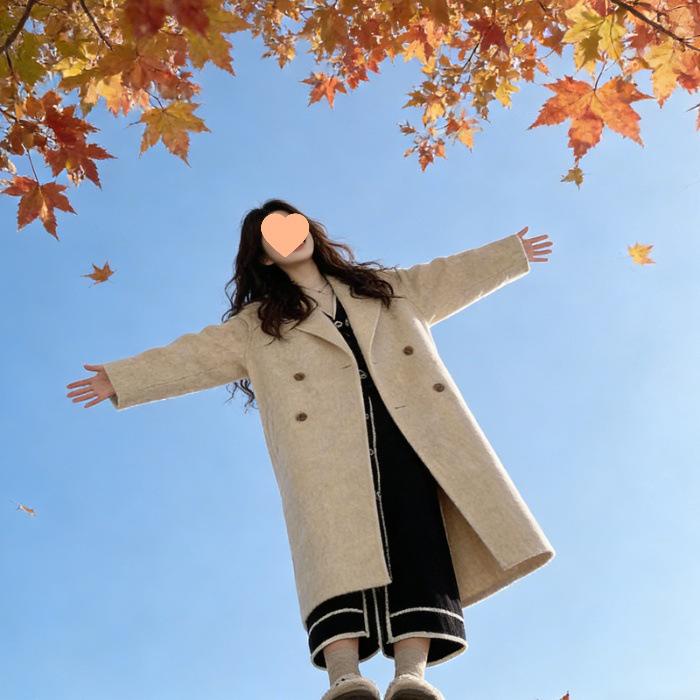 Women s Hepburn Style Wool Coat - Mid-Length, Elegant, Petite, Loose Fit for Spring/Autumn 2026 3XL
