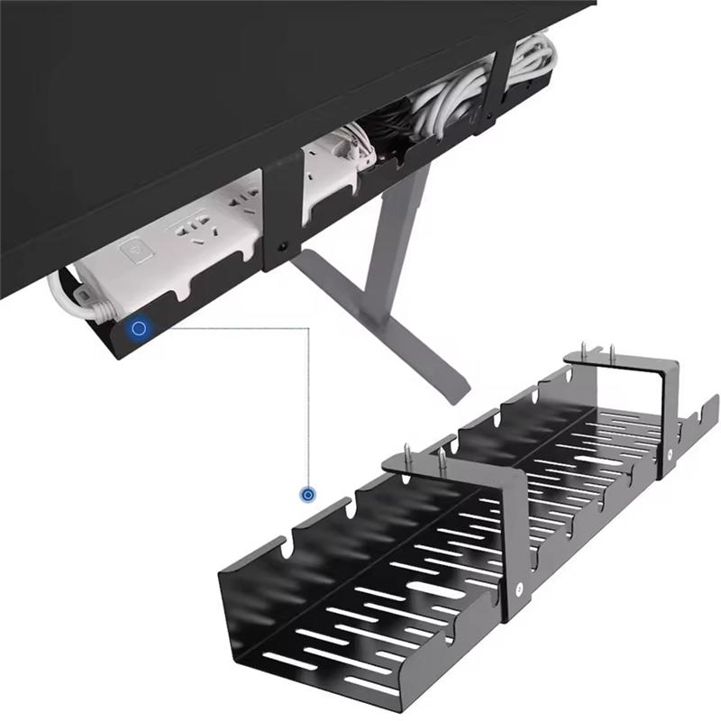 A03F-Metal Desktop Portable Storage Table Underwire Frame Undertook Cable Management Tray Insert Metal Wire Management Fixture