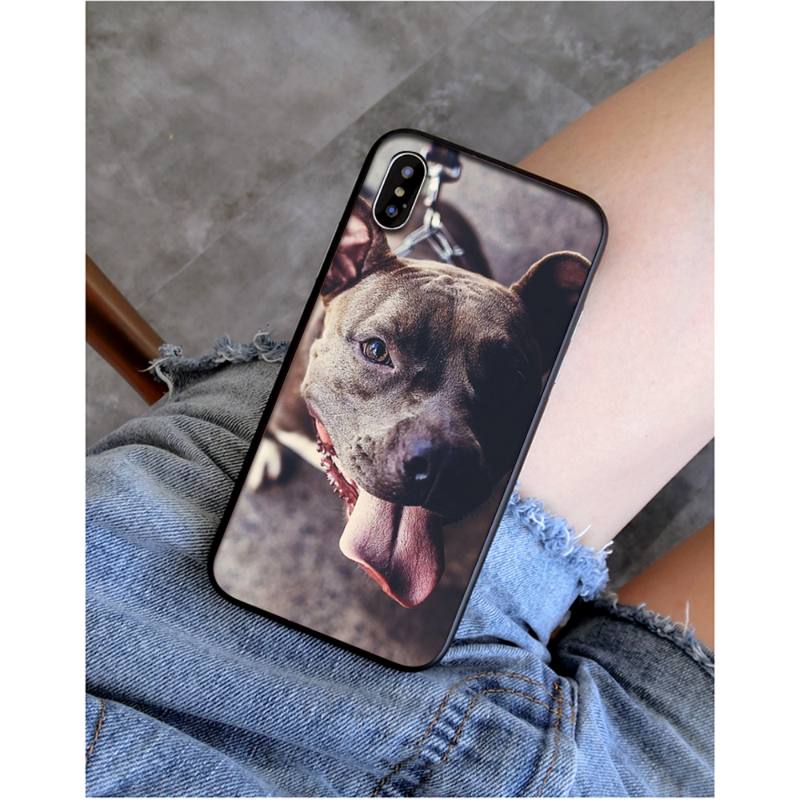 Yinuoda Pitbull Süßer Haustierhund Pitbull Handyhülle für iphone 11 12 Mini Pro Max X XS MAX 6 6s 7 8 plus 5 5S 5SE XR SE2020
