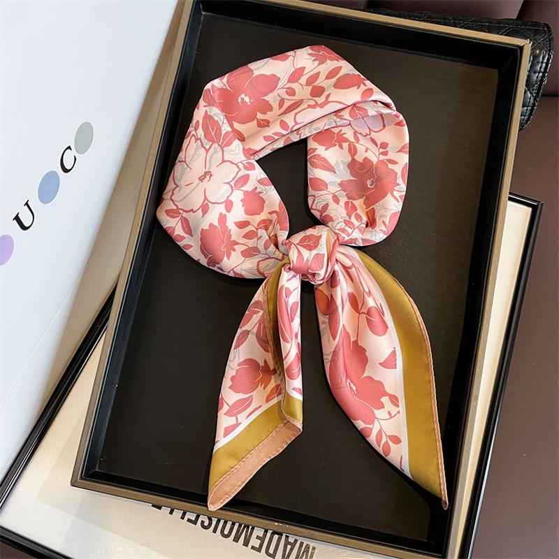 Luxury Brand Square Scarf Design Double Side Shawl Wrap 70cm Print Twill Silk Women Hijab Female Foulard Headband Bandana