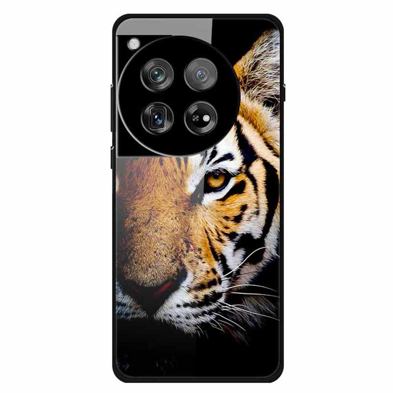 

Для OnePlus 12 5G Чехол с рисунком Закаленное стекло Защитная крышка для мобильного телефона Tiger