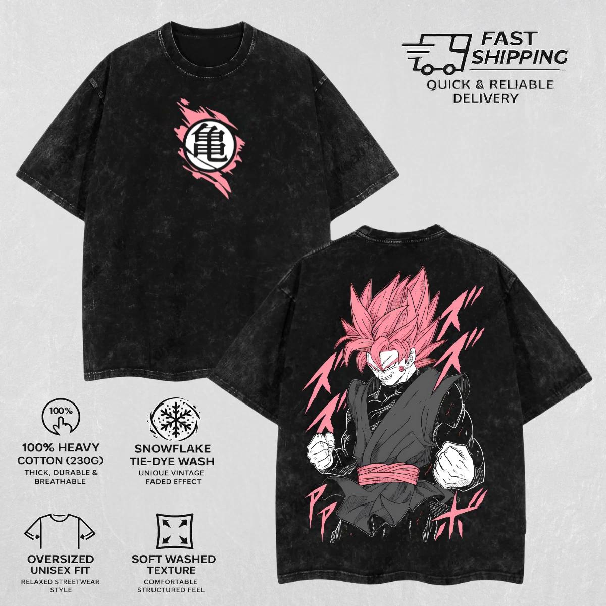 Retro Goku Black Ultra Ego Acid Washed T-shirt Dragon Ball Super Anime L