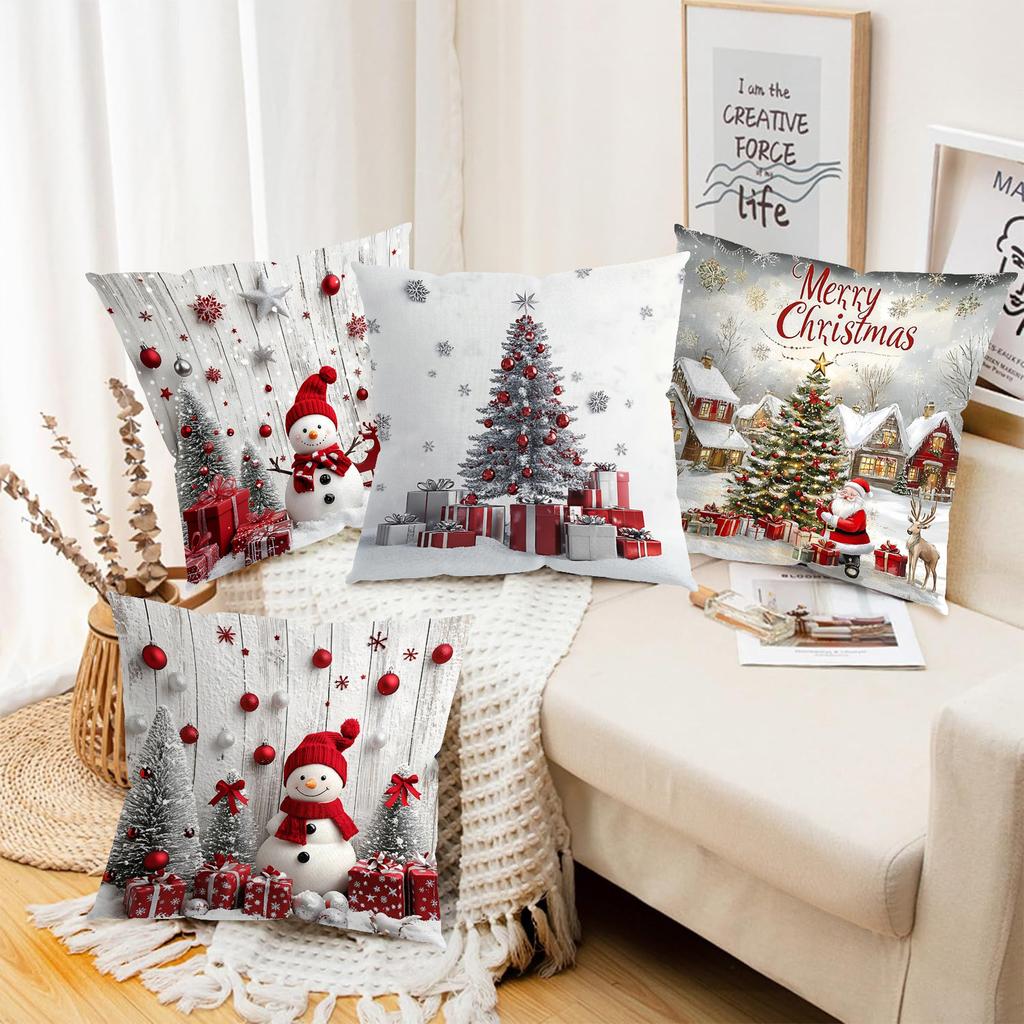 Christmas Themed Decorative Throw Pillow Covers Polyester pillowcase, sofa decorative cushion cov