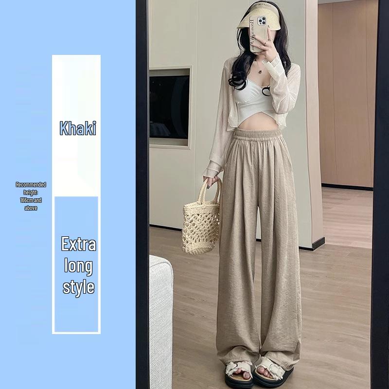 Women's Ice Silk High-Waist Wide Leg Trousers - Summer 2025 Collection