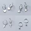 100% 925 Solid Silver Women Fashion Heart Cross Star Charm Stud Earrings Friendship Gift Teen Girls Friends