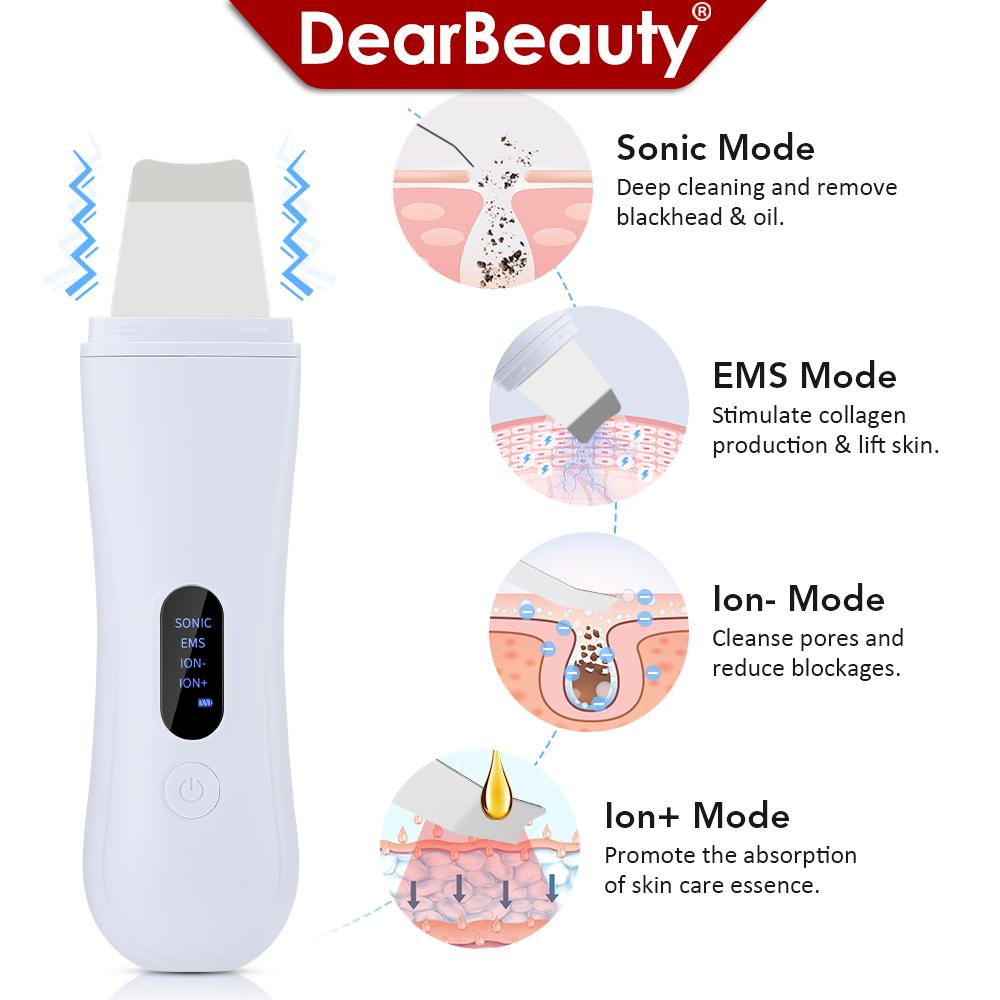 Ultrasonic Face Scrubber Deep Facial Peeling Machine Ultrasonic Skin Scrubber Blackhead Remover Acne Pore Face Cleaning Scrubber