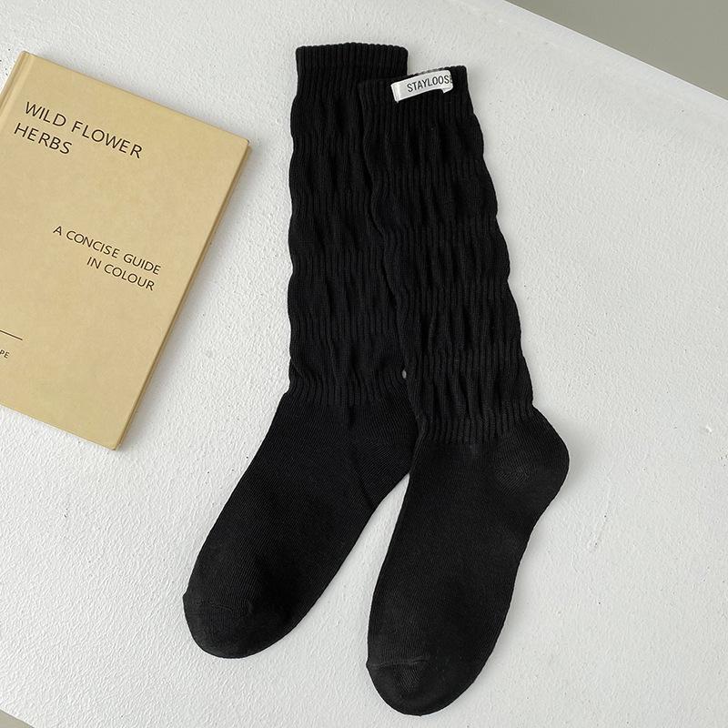 

Носки махровые серии Miumiu: Женские длинные носки в корейском и японском стиле с буквенной этикеткой One Size чёрный