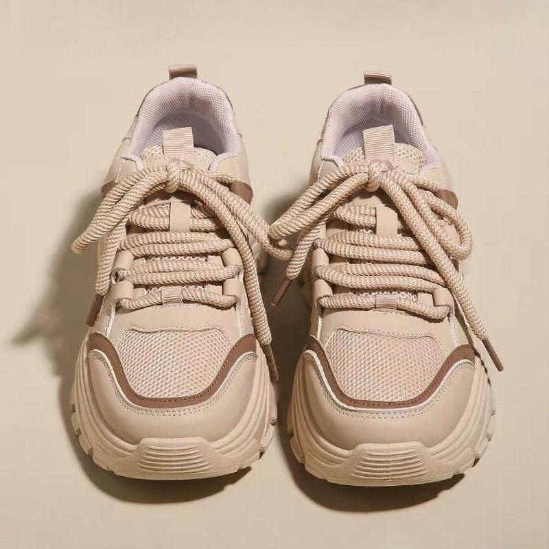 New Mesh Surface Platform Heightened Daddy Shoes Women's Spring Low-Top White Shoes Casual Shoes for Students