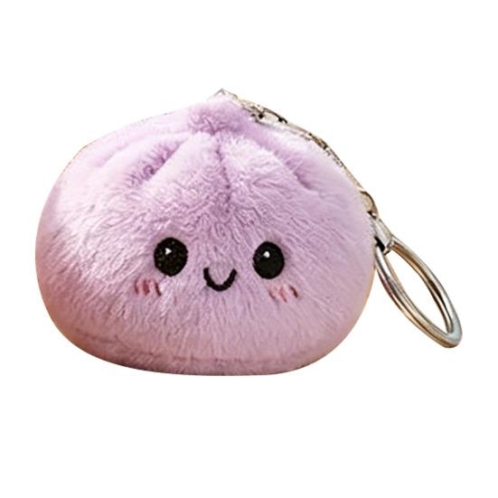 Yousheng Steamed Bun Pendant Keychain with Smile Face Soft Plush Rabbit Fur Stress Reliever Portable Bag Charm for Kids Adults Skin-Friendly Anxiety фиолетовый