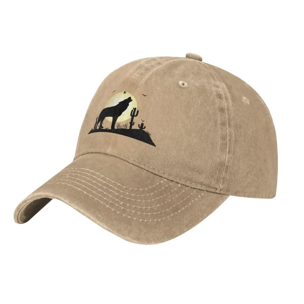 Die Wolf heult unter dem Mond Baseballkappe für Männer Frauen Hüte Denim Trucker Caps Papa Hut