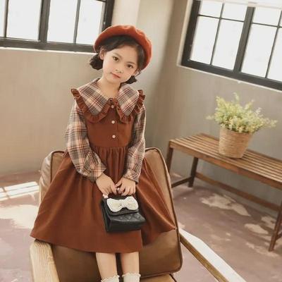 Stylish Long-Sleeved Two-Piece Dress for Girls - Perfect for Spring and Autumn