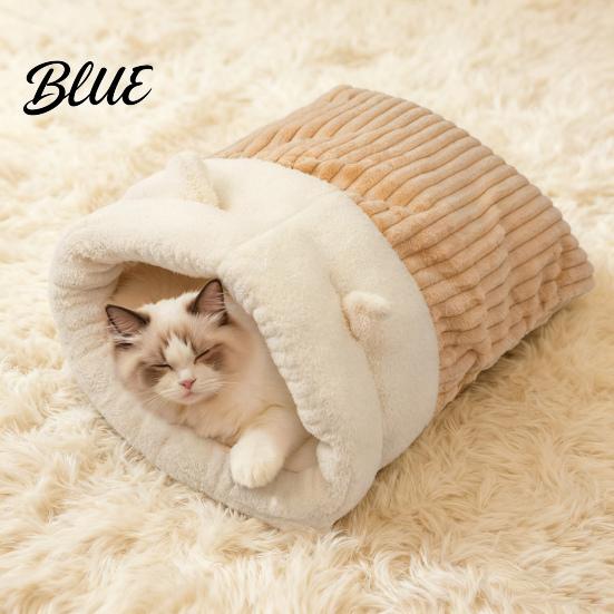Ferret Cozy Hideout Cute Ears Warm Plush Sleeping Bag Winter Cat Sack with Cats Pet