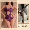 Purple Erotic Underwear, Sexy Lace Hollowed-out Suspenders Show Large Perspective, Free Backless Pajamas, Pure Desire Set