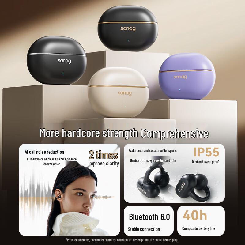 Sanag Z50 Ultra AI Air Bone Conduction Open-Ear Sports Headphones