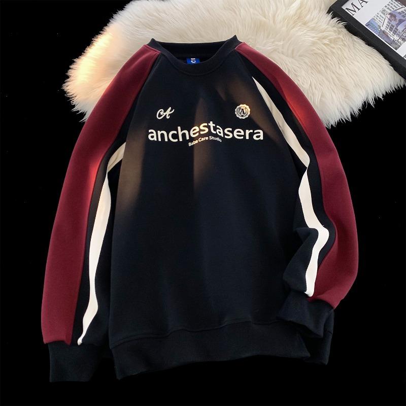 

Мужской круглый вырез с длинным рукавом, свитер, спортивная повседневная толстовка с принтом, свободный низ, большой размер, длинный рукав XS