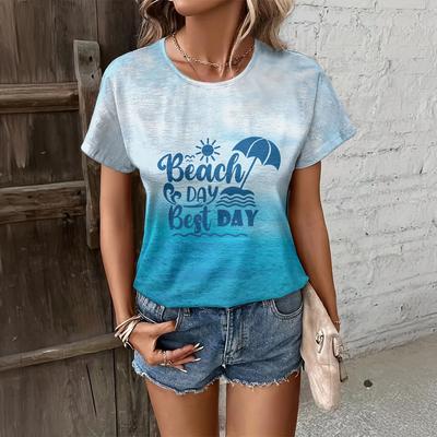 Sommer Strandurlaub 3D-Druck T-Shirts Damen Streetwear Lässige Mode Y2k Kurzarm T-Shirt O-Ausschnitt T-Shirts Tops Kleidung