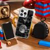 Moon Fashion Art Pattern Design Ins Phone Case for iPhone 16 15 14 13 12 11 Pro Max Sheepskin Silver-edged Protective Case
