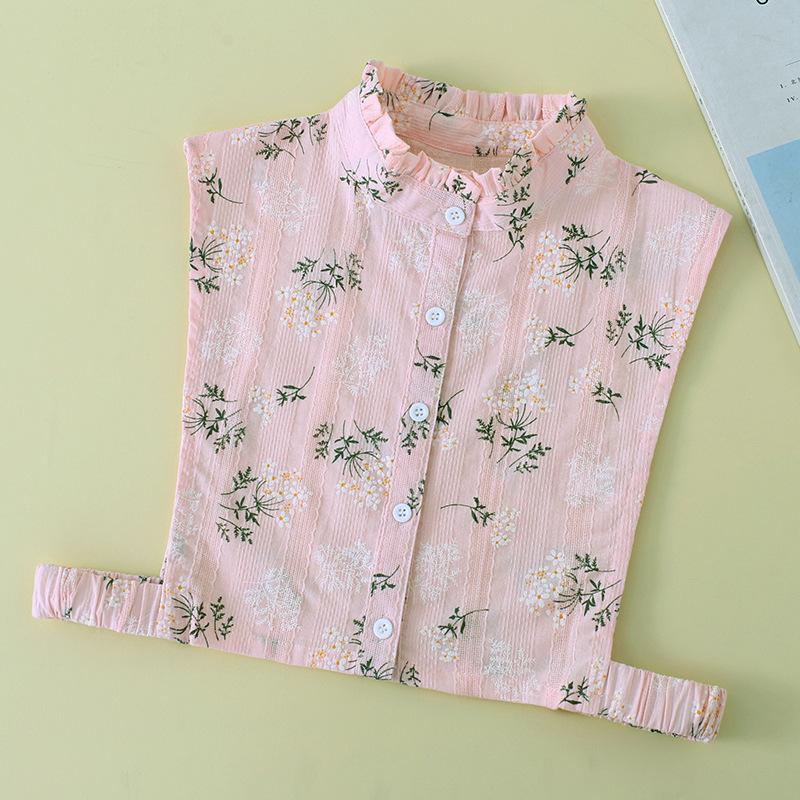 Women Cotton Printed Detachable Lapel Fake Collar Shirt White Ruffles False Collar Woman Removable False Blouse Nep Kraagie