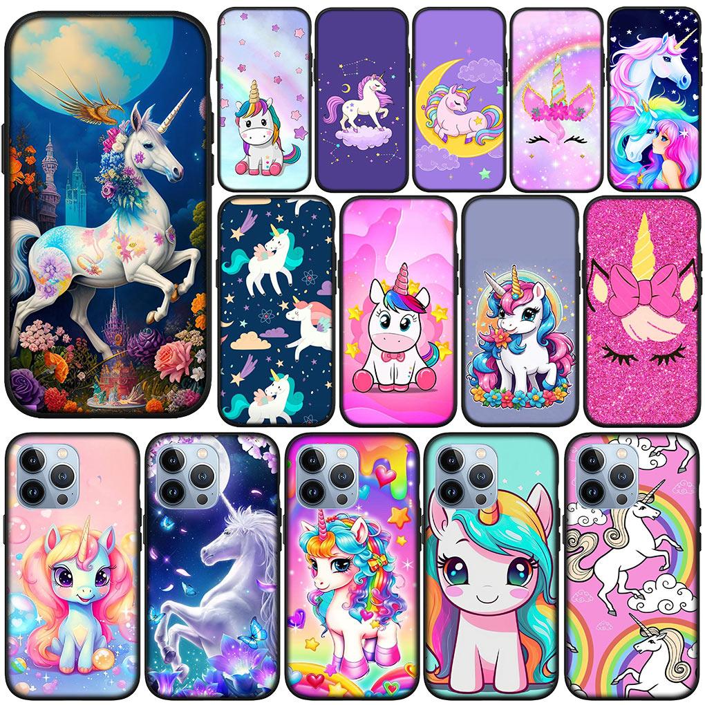 Anime Unicorn Cartoon Horse Soft Phone Cover for Apple iPhone 16 11 Pro XS Max X XR 6 7 8 6S Plus + SE 2022 8+ Silicone Case