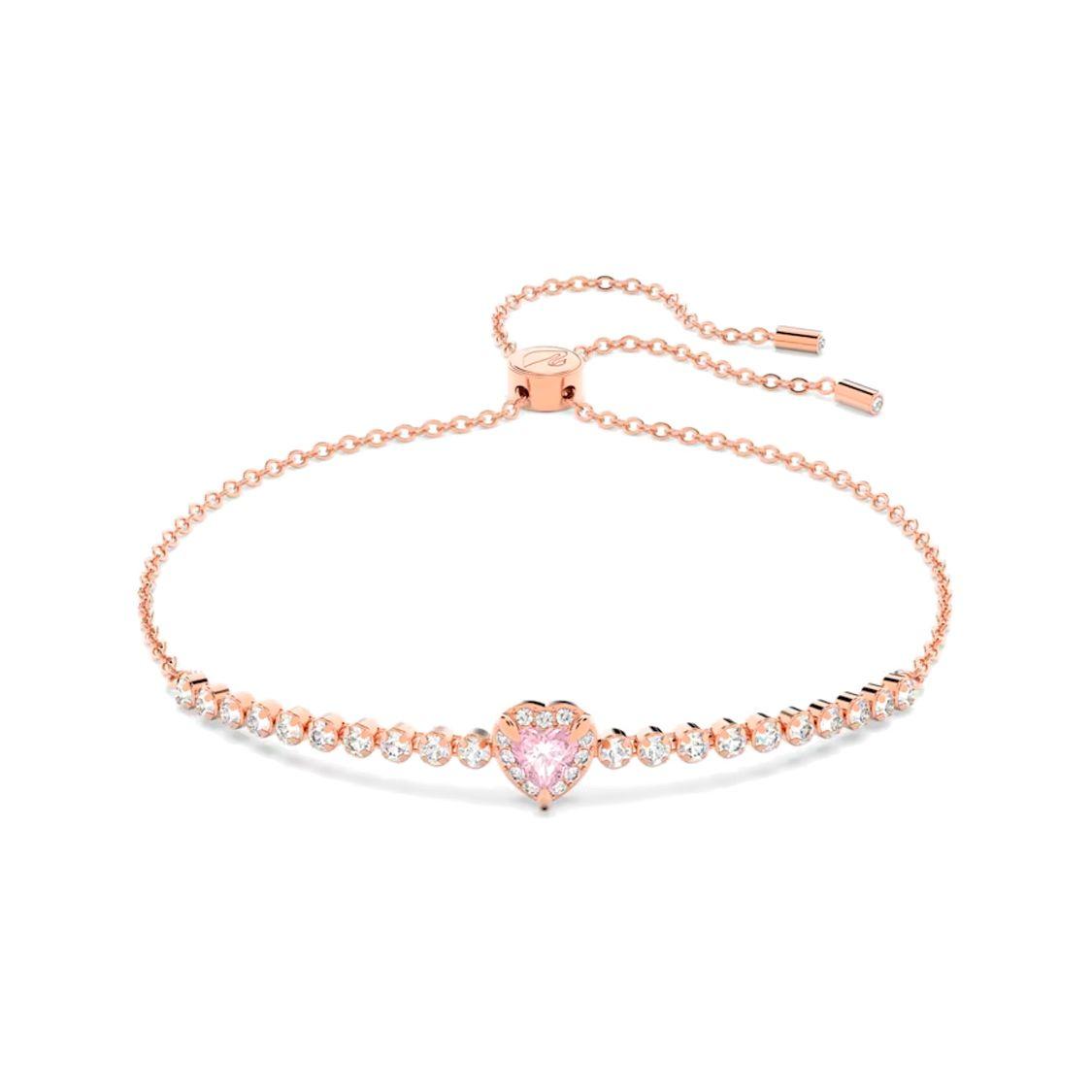 Swarovski One Heart Pattern Exquisite Fashion Trendy Gold-Plated Bracelet Women bracelet Pink 5646745 Box (Random Color)