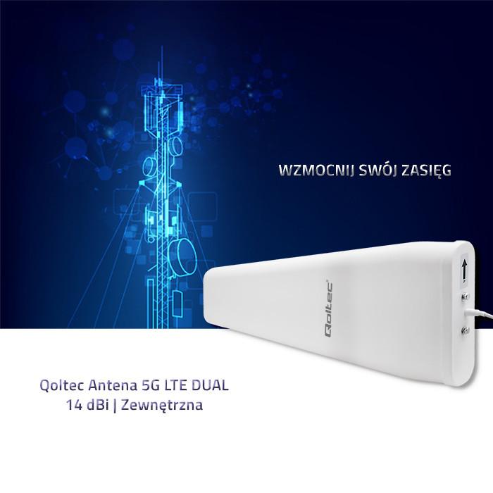 Qoltec 5G LTE DUAL Antenna | 14 dBi | External