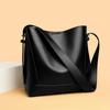 Vintage High Quality Genuine Leather Bucket Bag Women Shoulder Messenger Bag Luxury Large Capacity Female Commute Tote Purse Sac