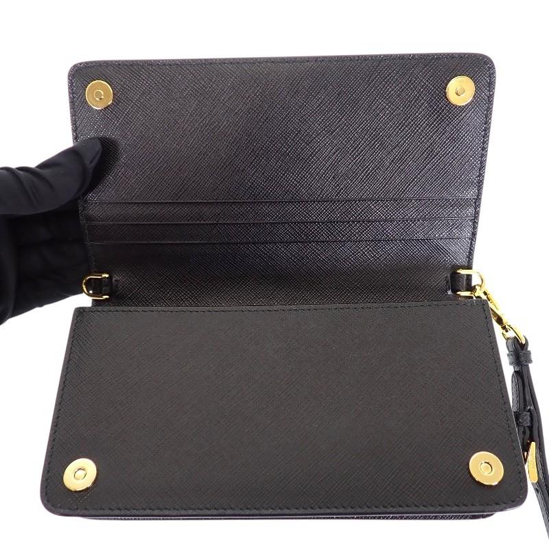 PRADA  1DH029 Wallet Chain black Safiano Women