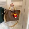 Small Canvas Bear Handbag For Women With Zipper Closure And Mobile Pocket