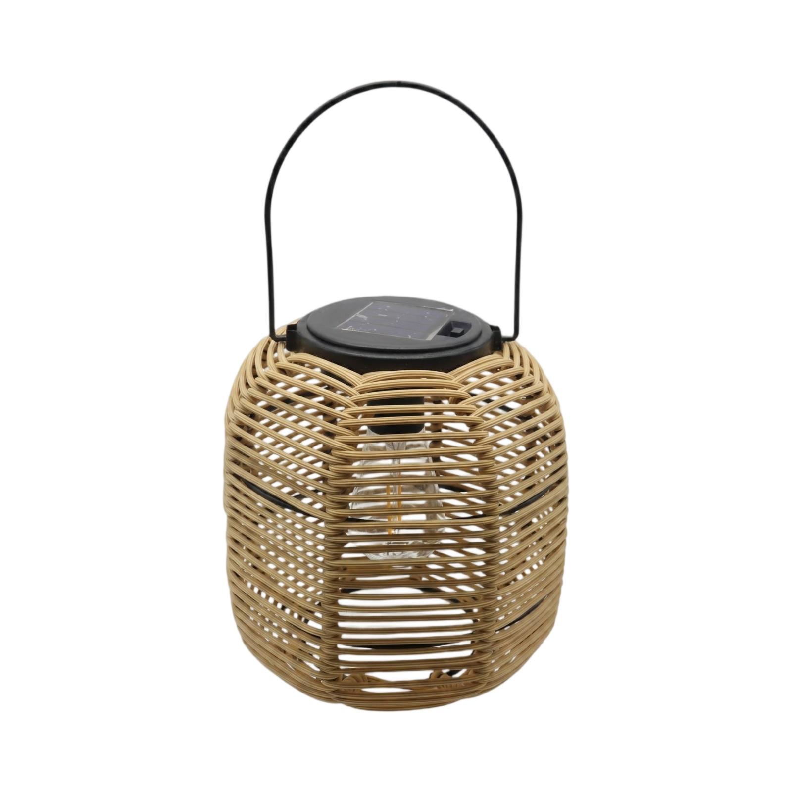 

Woven Rattan Lantern Hanging Outdoor Solar Light with Tungsten Filament Bulb for Garden Patio Yard Decorative Lighting