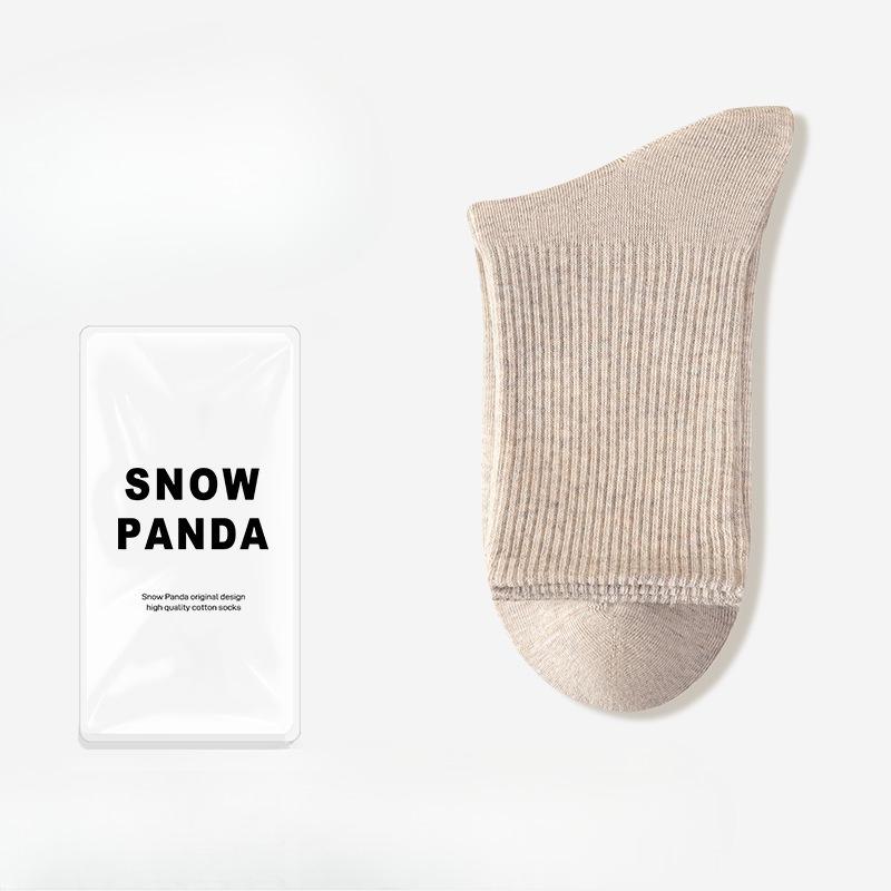 Men's Cotton Socks - Thick Socks for Autumn and Winter, Plain-colored Mid-calf Socks, Sweat-absorbing and Odor-resistant Business Socks