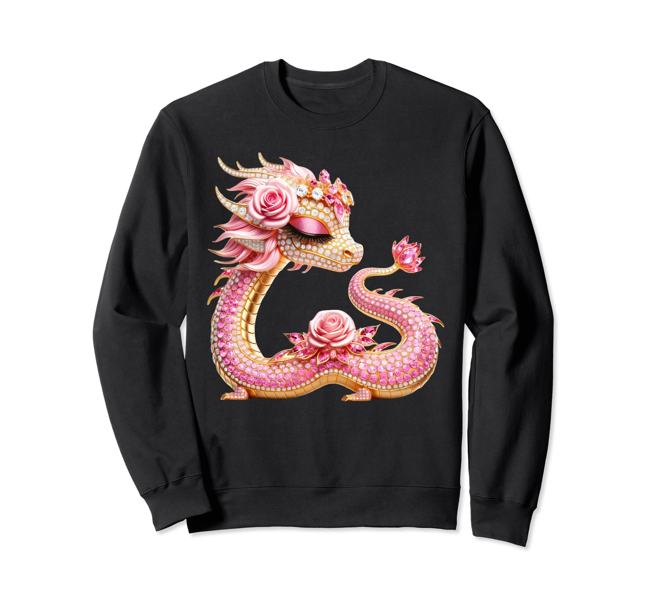 Sparkling pink diamond and gold dragon design gift sweatshirt
