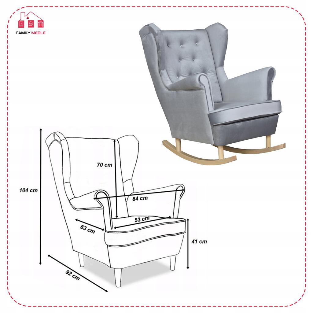Fotel uszak Diana bujany skandynawski Family Meble siwy szary jasny