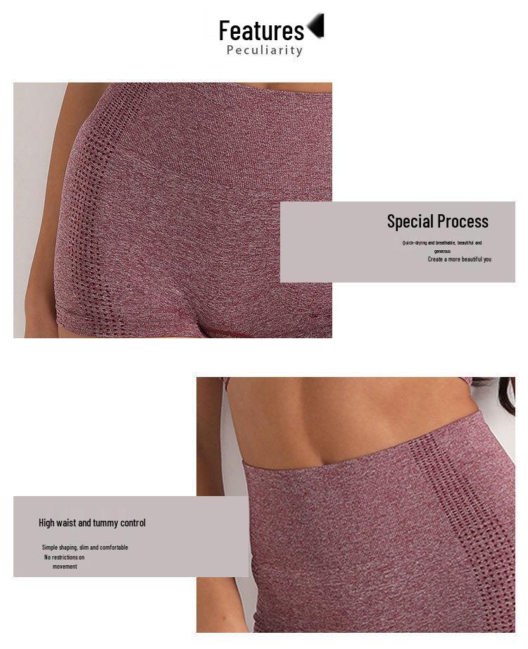 Summer High-Waisted Seamless Yoga Shorts for Running and Fitness