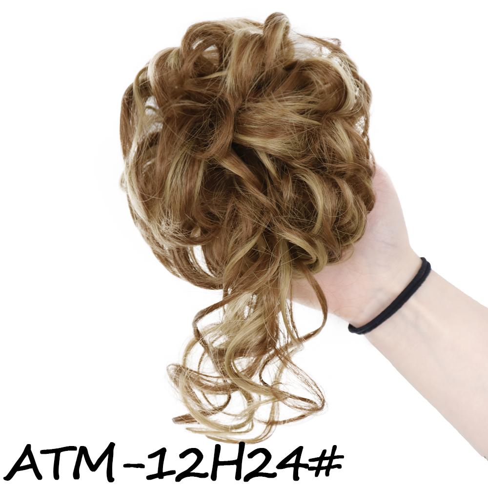 MISS WIG Syntetický prodlužovací drdol Drdol Rozcuchaný kudrnatý pásek do vlasů Pružné kudrnaté falešné vlásenky pro ženy Vlásenky