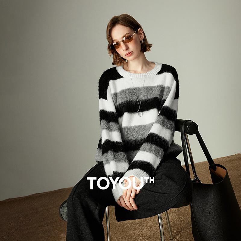 

Chuyu Women s Loose Fit Striped Wool Blend Sweater M