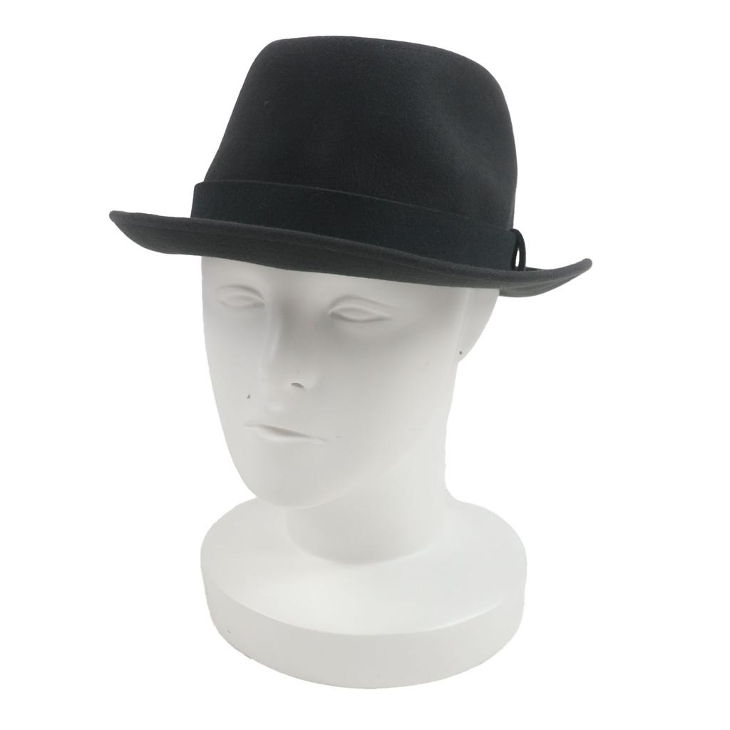 Great HERMES Hat Rabbit Felt Fedora with Ribbon Dark Gray Wool Mens 57 Used