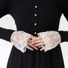 Perfect Match New White Women Lace Floral Detachable Sleeve Fake Cuffs Female Pleated Flare Sleeve False Cuffs Ruffles Wristband Decorative