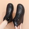 Black ankle boots for women leather booties zip deco woman winter  waterproof rain snow boots ladies fur shoes