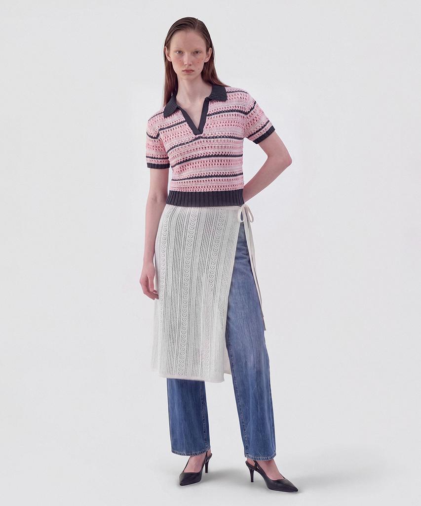 CUTZ Linen Crochet Layered Wrap Skirt
