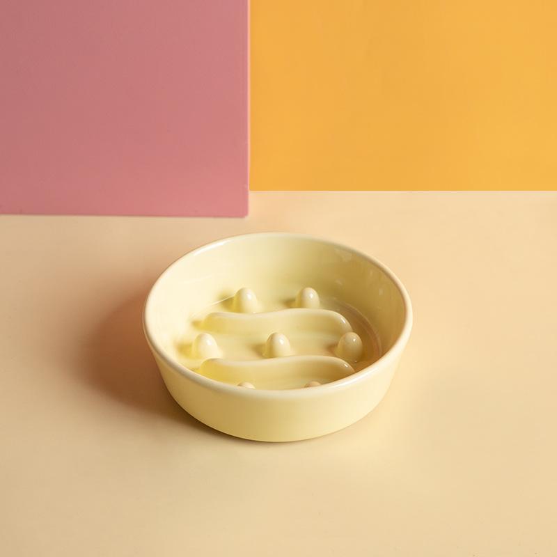 Ceramic slow food bowl Anti-choking slow food bowl Pet bowl Anti-overturning bowl Cat food bowl Cat bowl Dog bowl Pet supplies