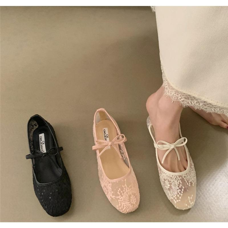 Fashion 2025 Spring Lace Women Mary Jane Shoes Fashion Slip on Comfort Street Style Soft Sole Female Dress Flats Shoes