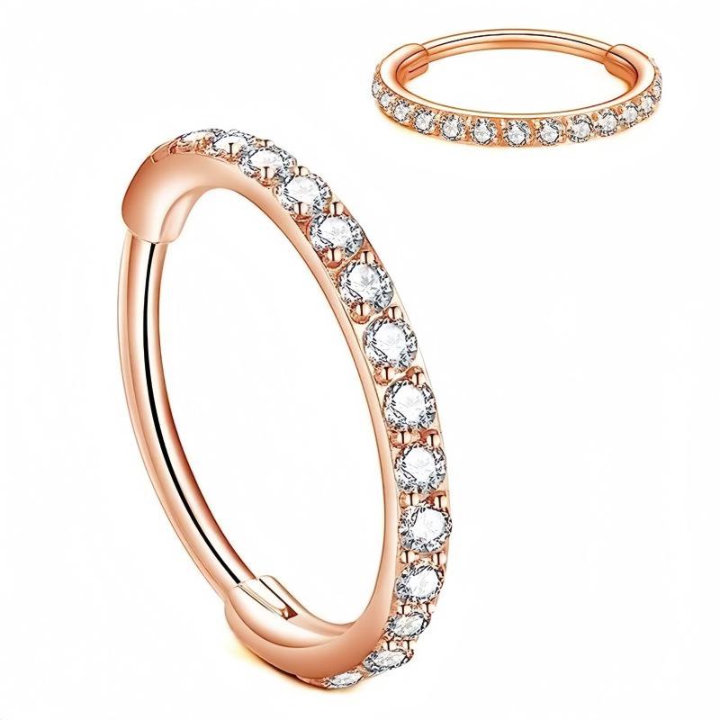 European & American Stainless Steel Zirconia Hoop Earrings and Seamless Nose Rings, Multi-functional Unisex Jewelry for Men and Women.