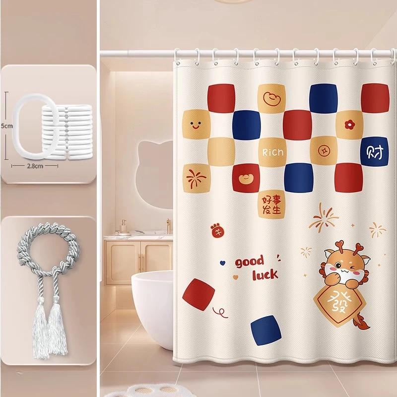 Cartoon Bathroom Curtains for Living Room Home Decor Blackout Curtains Living Room Bedroom Balcony Screen Dustproof