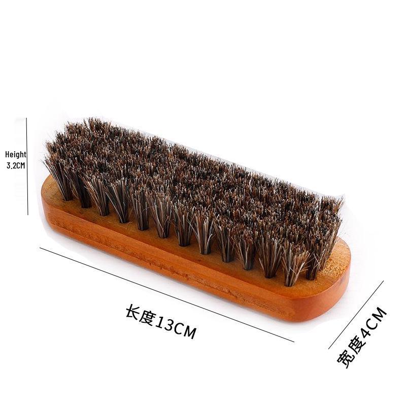 Premium Horsehair Leather Shoe Brush - Solid Wood, Soft Brown-Red Bristles, Ideal for Cleaning and Dusting.
