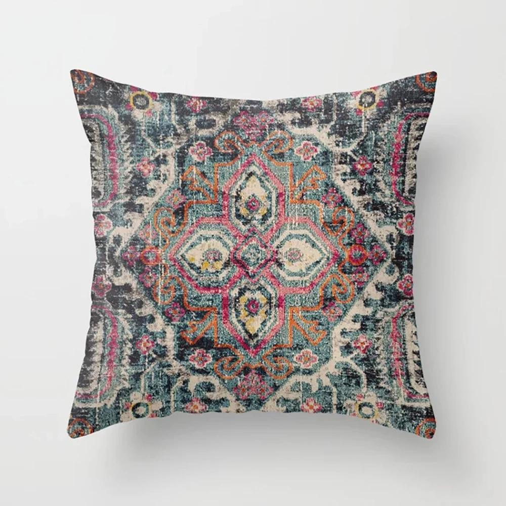 Home Decor Pillowcase Boho Psychedelic Texture Polyester Print  for Bedroom Living Room 45x45cm Funda De Almohada