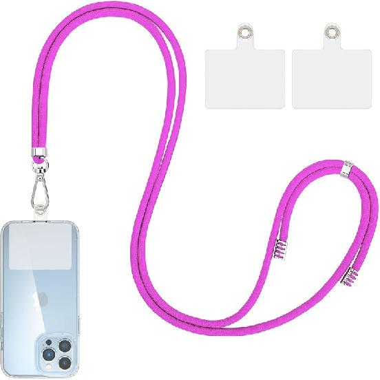 Crossbody Cell Phone Lanyard, Universal Phone Lanyards with 2 Pack Clear Patch Compatible with Most Phones (Black) фиолетовый