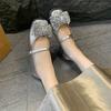 French rhinestone bow Mary Jane shoes women's 2025 new beautiful ballet shoes evening gentle shallow mouth single shoes